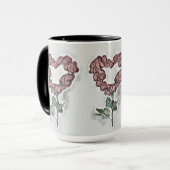 オレンジバラ花ハートヴィンテージスケッチ マグカップ (正面左)