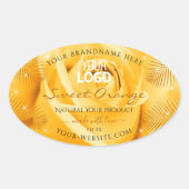 オレンジバラ花製品ラベルパーム葉のロゴ 楕円形シール (正面)