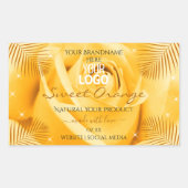 オレンジバラ花製品ラベルパーム葉のロゴ 長方形シール (正面)