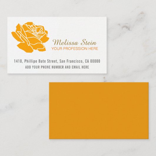 オレンジバラ花 名刺 (正面/裏面)