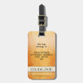 オレンジバラ金ゴールド芸術的レトロラゲージタグ ラゲッジタグ (正面縦)