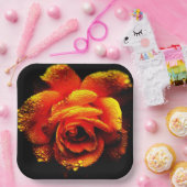 オレンジバラ ペーパープレート (パーティー)