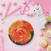 オレンジバラ ペーパープレート (パーティー)