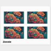 オレンジバラ 長方形シール (シート)