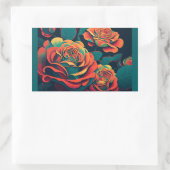 オレンジバラ 長方形シール (バッグ)