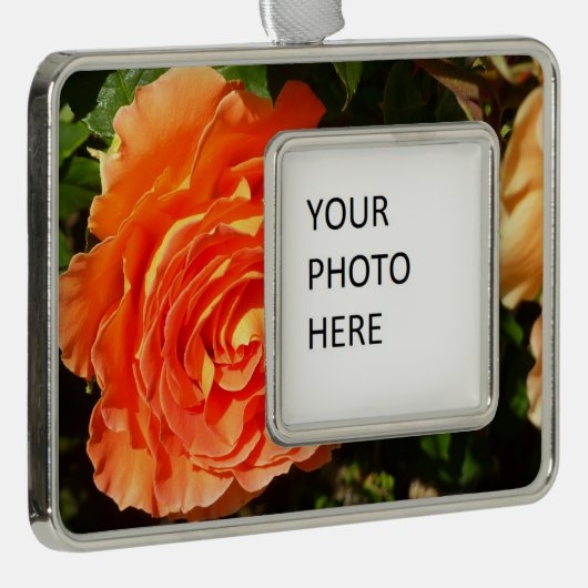 オレンジバラIかわいらしフローラ シルバープレートフレームオーナメント (右)