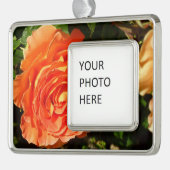 オレンジバラIかわいらしフローラ シルバープレートフレームオーナメント (左)