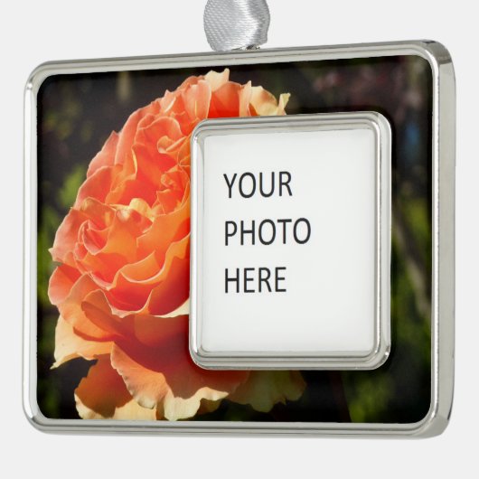 オレンジバラIIビューティフルフローラ シルバープレートフレームオーナメント (左)
