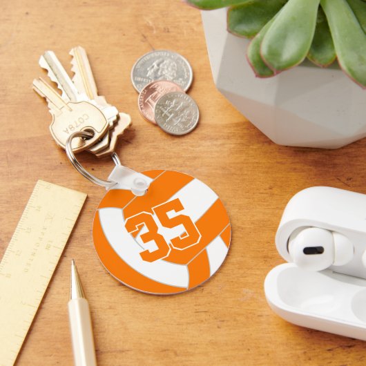 オレンジバレーボールチームのカラーカスタムジャージー番号 キーホルダー (デスク)