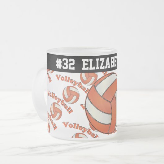 オレンジバレーボール|は個人化なります フロストグラスマグカップ (正面左)