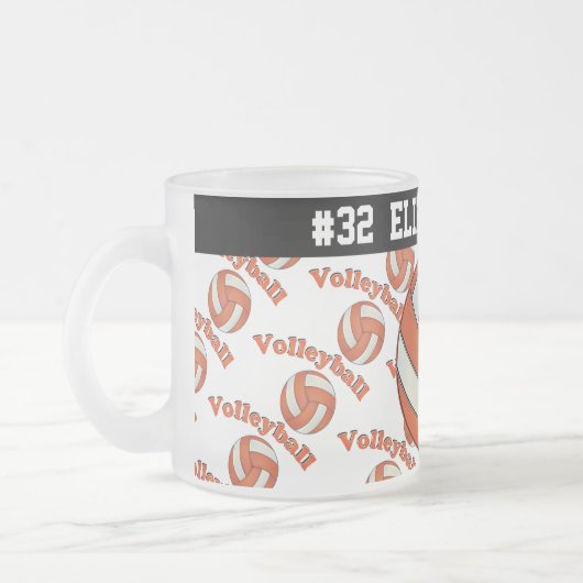 オレンジバレーボール|は個人化なります フロストグラスマグカップ (左)