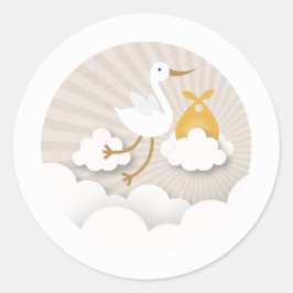 オレンジバンドルニュートラルベビーシャワー付きコウノトリ ラウンドシール