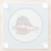 オレンジバンパーを持つポルトガル水犬 ガラスコースター (裏面)