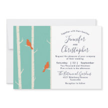 オレンジバーズオン樺の木ツリーイラストレーション結婚ズ