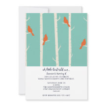 オレンジバーズオン樺の木ツリーイラストレーション誕生日