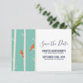 オレンジバーズオン樺の木ツリーイラストレーション セーブザデート (スタンド正面)