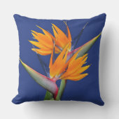 オレンジバードオブパラダイスネイビー装飾用クッション アウトドアクッション (正面)