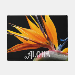 オレンジバードオブパラダイスプラント開花アロハ ドアマット