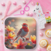 オレンジバードフローラ紙プレート ペーパープレート (パーティー)