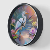 オレンジバードホワイトヘロンファンタジーバード 壁時計 (傾斜)