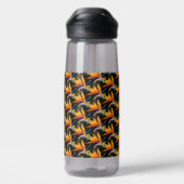 オレンジバード・オブ・パラダイス植物模様（ブラック） ウォーターボトル (背面)