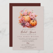 オレンジバ素朴ルガンディパンプキンス秋ブライダルシャワー 招待状 (正面/裏面)