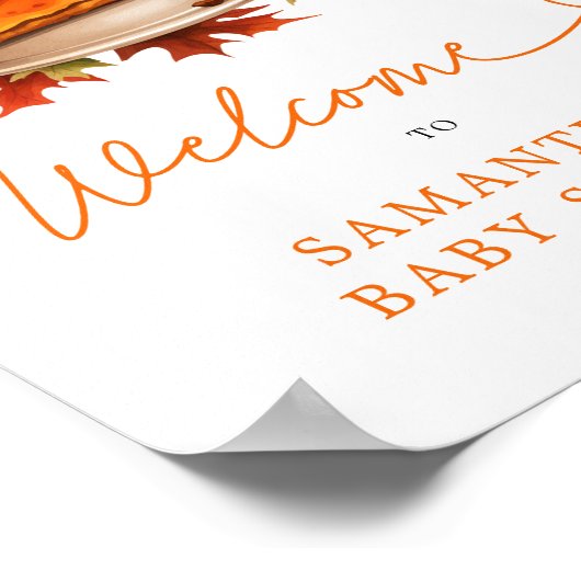 オレンジパイカボチャ秋ベビーシャワーウェルカムサイン ポスター (角)