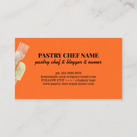 オレンジパステルイラストレーションペストリーベーカリー 名刺 (裏面)