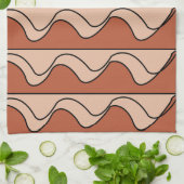 オレンジパステルブラックウェーブパタストライプーン キッチンタオル (折り畳み)