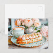 オレンジパステルローズブーケとエクレア シーズンポストカード (正面/裏面)