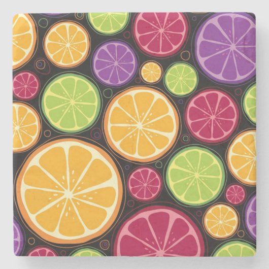 オレンジパターンおよび背景 ストーンコースター (正面)