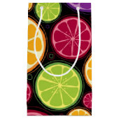 オレンジパターンおよび背景 スモールペーパーバッグ (正面)