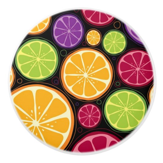 オレンジパターンおよび背景 セラミックノブ (正面)