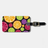 オレンジパターンおよび背景 ラゲッジタグ (正面横)