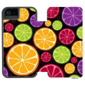 オレンジパターンおよび背景 INCIPIO iPhoneウォレットケース (フォリオ Open)