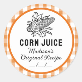 オレンジパターンのコーン市松模様にジュースシール ラウンドシール