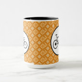 オレンジパターンの固定ギア自転車 マグカップ (中央)