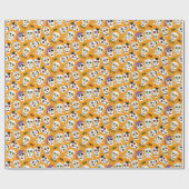 オレンジパターンの面白いハロウィーンスカル ラッピングペーパー (フラット)