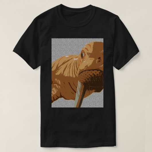 オレンジパターンセイウチデザイン Tシャツ (デザイン正面)