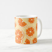 オレンジパターンフルーツ、ダイエット食品水カラーイラスター コーヒーマグカップ (正面右)