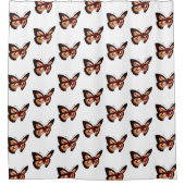 オレンジパターン（の模様が）ある蝶 シャワーカーテン (正面)