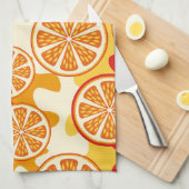 オレンジパターン キッチンタオル (四つ折り)