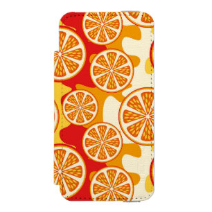 オレンジパターン iPhone SE/5/5sウォレットケース