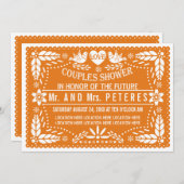 オレンジパペル結婚ピカドのカップルのシャワー 招待状 (正面/裏面)