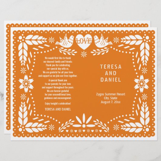 オレンジパペル結婚ピカドのフィエスタ折り畳みプログラム (正面/裏面)