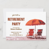 オレンジパラソルビーチチェアリタイアメントパーティー 招待状 (正面)