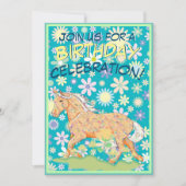 オレンジパロミノ誕生日III (花/ティール（緑がかった色）) 招待状 (正面)