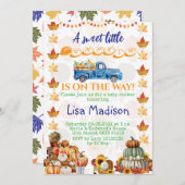 オレンジパンプキントラックベビーシャワーガール招待状 招待状 (正面/裏面)