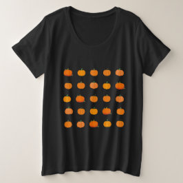 オレンジパンプキンパターン プラスサイズTシャツ