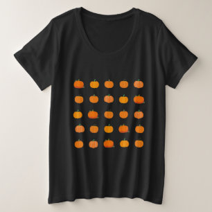 オレンジパンプキンパターン プラスサイズTシャツ